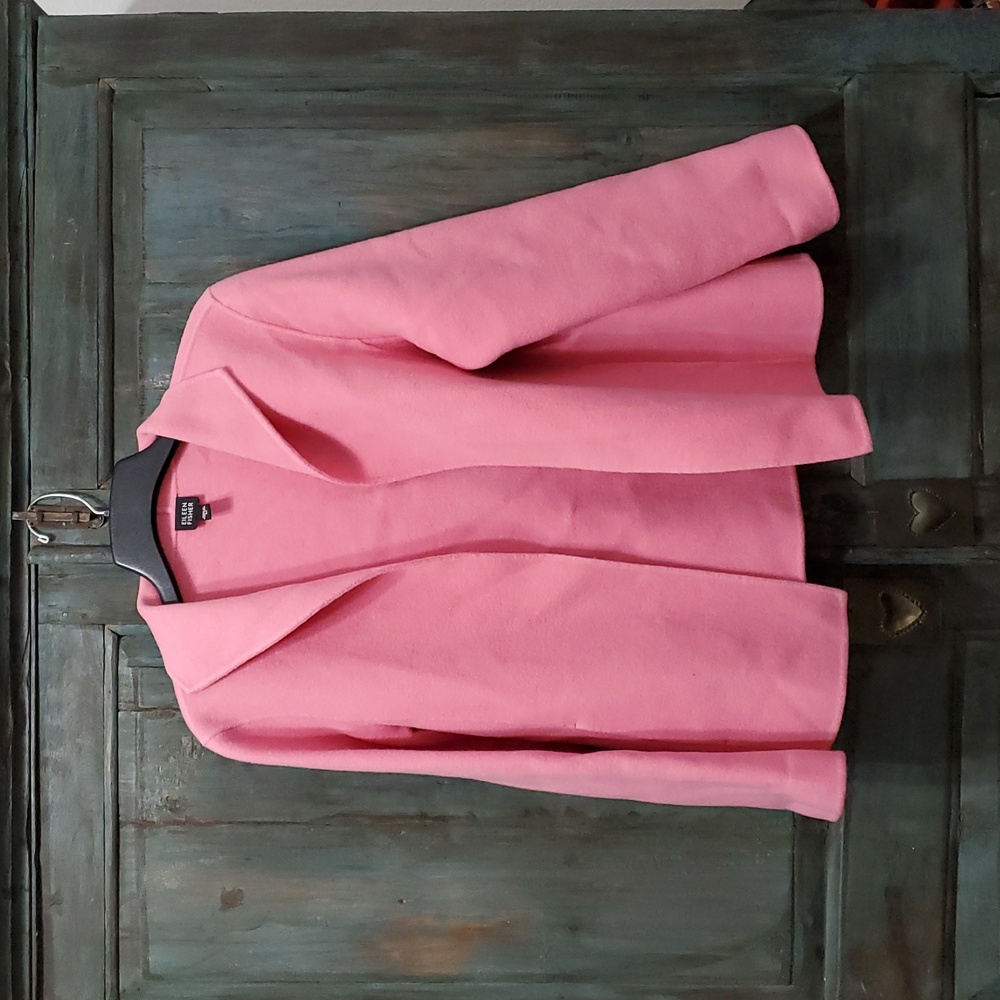 Eileen Fisher Wool/Cashmere Blend Open Front Blazer in Pink, Size Medium